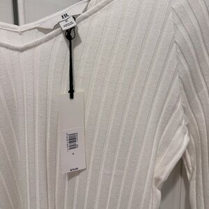 BR White Ribbed Knit Top